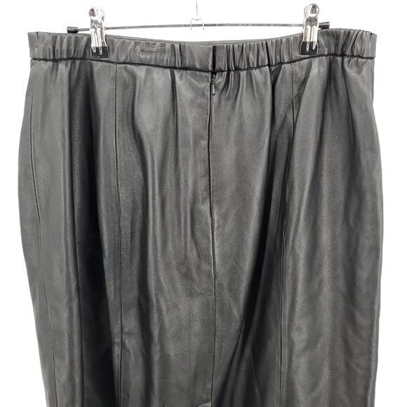 Vintage 100% Leather Pencil Skirt Large (10-ish) Black Elasticized/Zip Waist - Picture 7 of 16